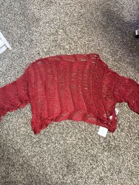 Musera Distressed Fringe Long Sleeve Top